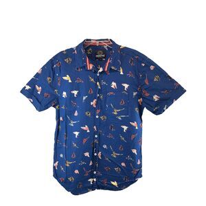 One Resolution Clothing Mens Button Down Shirt Sz Large Bird Print Casual Cotton